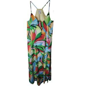 Nicole Miller Colorful Halter V-Neck Maxi Dress, NWOT, Small